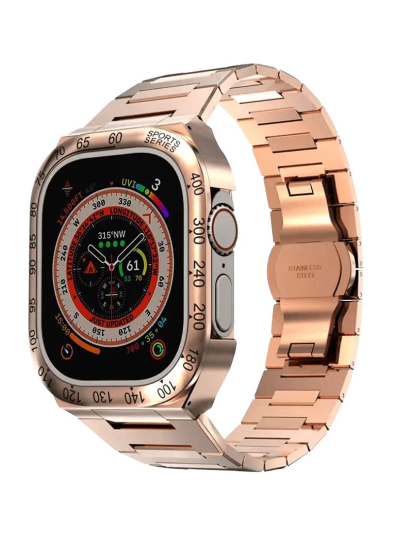 Apple Watch Ultra 49mm Stainless Steel Case Band Luxurious and Exclusive  Metal Mod Kit For iWatch Series Ultra Metal Bezel Rose Gold