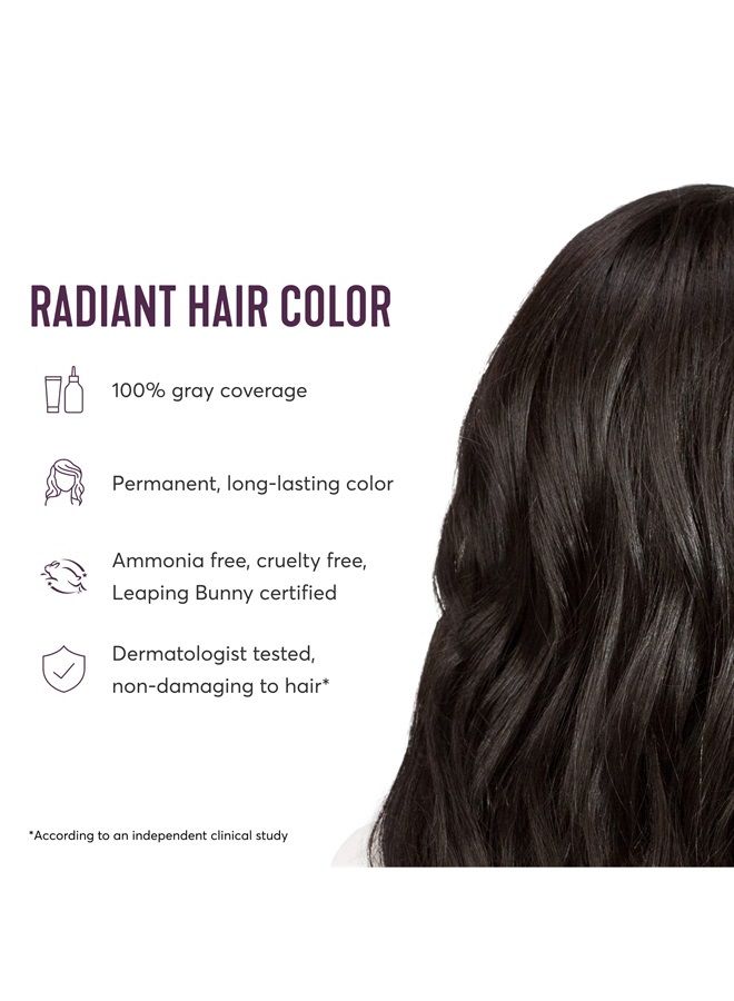 Radiant Hair Color Kit, Soft Black for 100% Coverage of Resistant Gray Hair, Ammonia-Free, 2.5NNN Parma Black, Permanent Hair Dye, Pack of 1