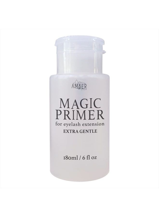 Magic Primer (6.0 fl.oz/180ml) Super Gentle Eyelash Extension Primer to Increases Adhesive Strength and Bonding Retention on Natural Lashes, Remove Makeup Residue, Oil, and dust from lashes