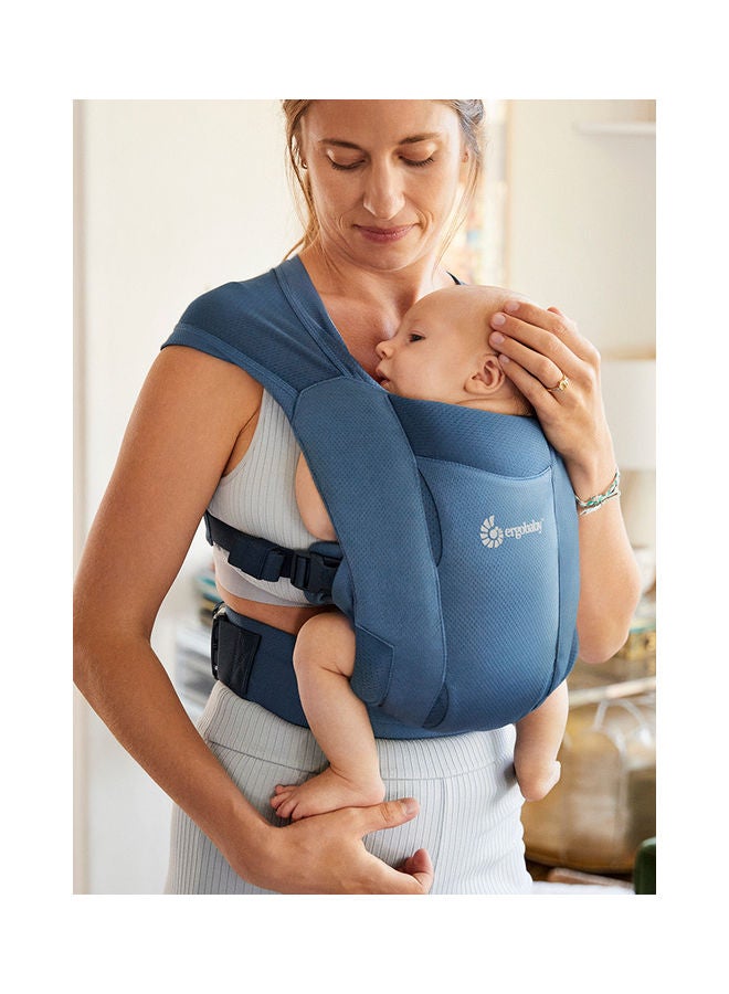 Embrace Soft Air Mesh Ergonomic Baby Carrier For Newborns From Birth, Ergonomic 2 - Position Belly Carrier Front Carrier - Blue