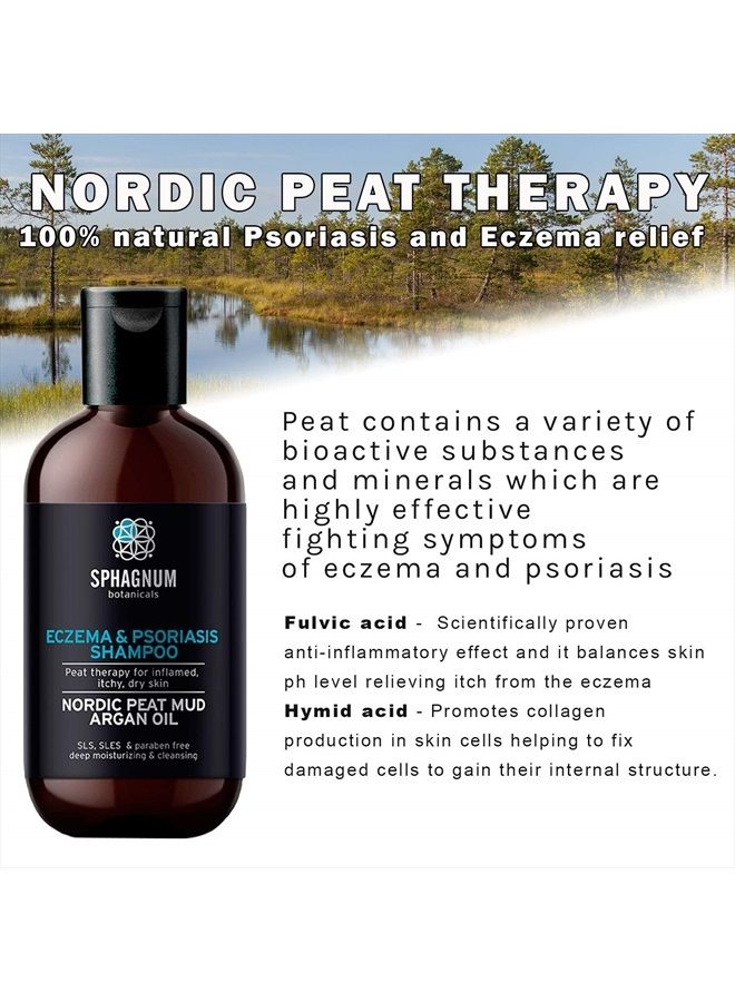 Psoriasis Shampoo and Conditioner Set - Peat Mud Therapy for Itchy Scalp with Argan and Olive Oil Treatment, No Coal Tar. For Both Men and Women. 2 x 8.45 fl. Oz