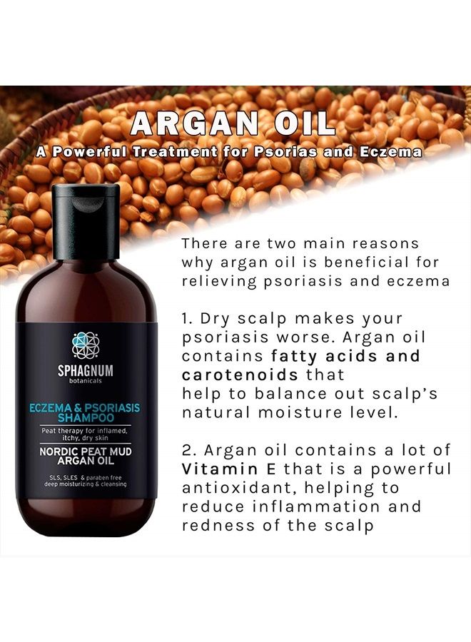 Psoriasis Shampoo and Conditioner Set - Peat Mud Therapy for Itchy Scalp with Argan and Olive Oil Treatment, No Coal Tar. For Both Men and Women. 2 x 8.45 fl. Oz