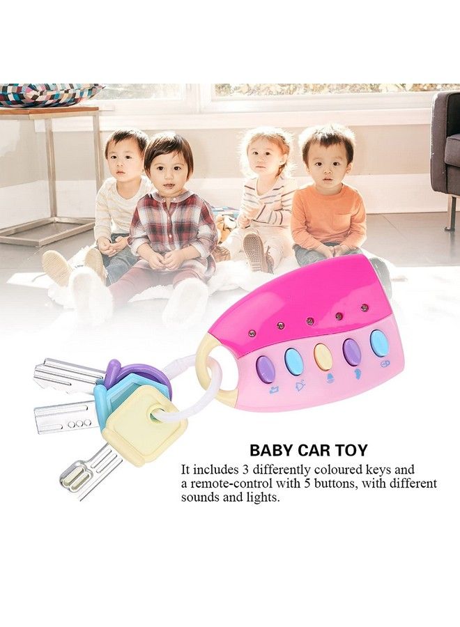 Funky Toy Keys For Toddlers And Babies Baby Toy Smart Key Remote Car Control Musical Pretend Play For Kids Education Toys(Pink)