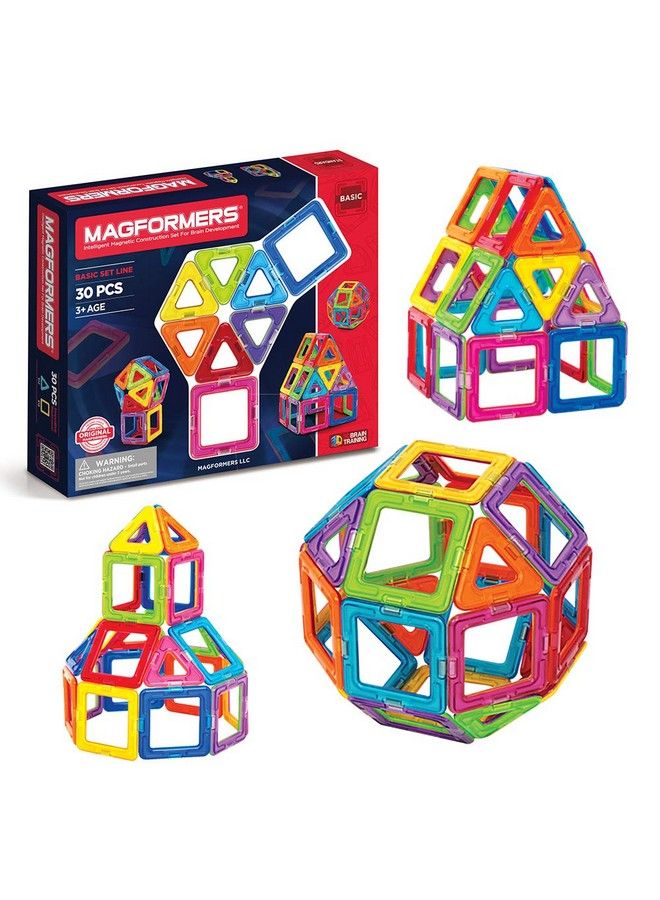 Basic Set (30 Pieces) Magnetic Building Blocks Educational Tiles Stem Toy 63076 Rainbow