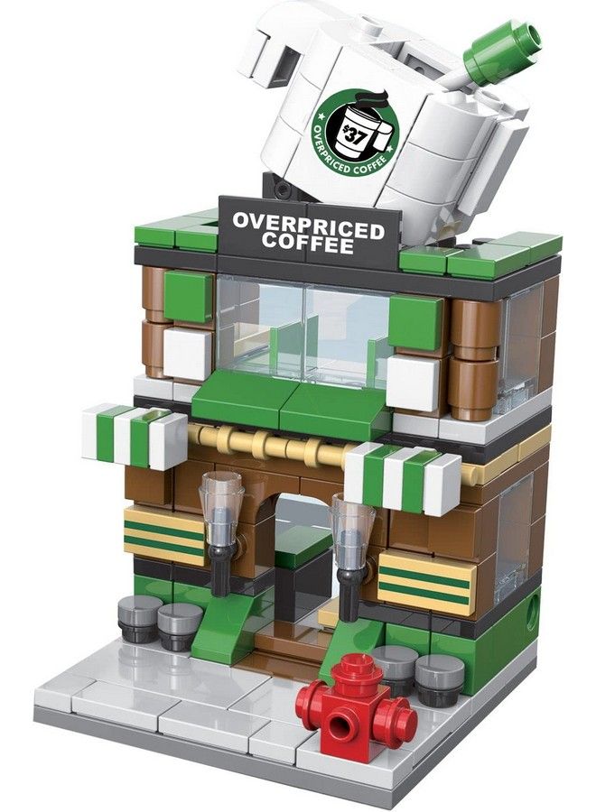 Exclusive Mini City Overpriced Coffee Shop Barista Cafe House Custom Designed 208 Piece Model Compatible With Lego And Other Toy Building Block Brands