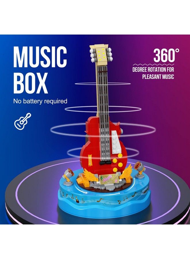 Guitar Model Building Set Guitar Instrument With Music Box Construction Building Creative Toys Compatible For Lego Great Gift For Music Lovers Or Kids Aged 6+ New 2023(308 Pcs)