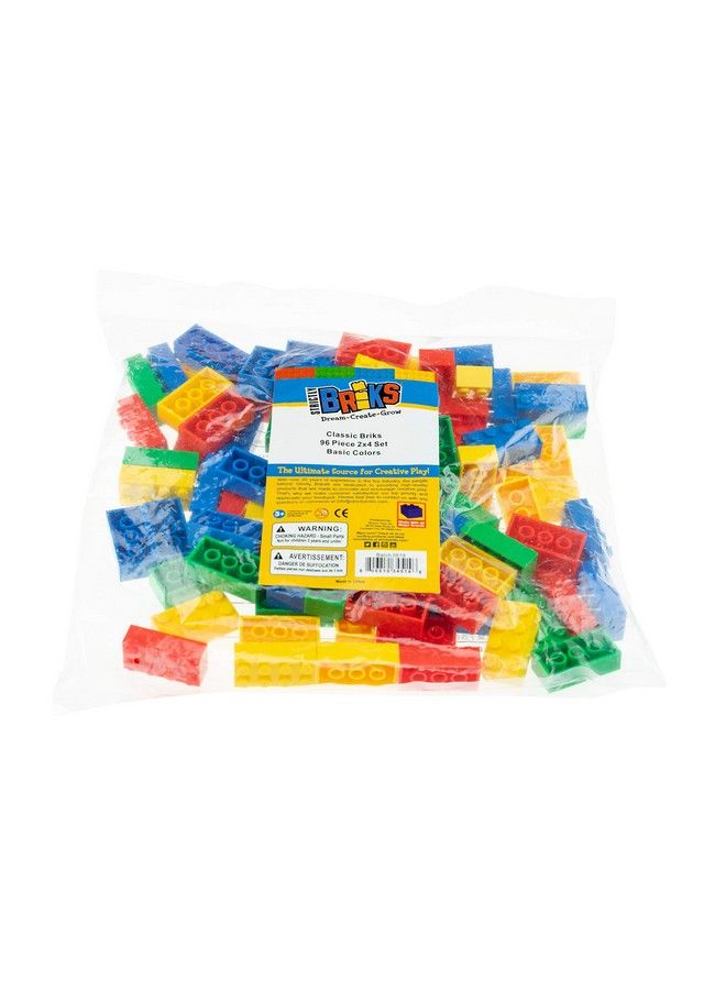Toy Building Block 2X4 Blue Green Red And Yellow Classic Bricks Building Brick Creative Play Set For Kidbaby 96 Pc