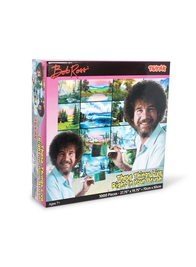 Bob Ross These Things Live Right In Your Brush Puzzle For Adults And Kids ; Nature Painting 1000 Piece Jigsaw Puzzle Toy ; Interactive Brain Teaser For Family Game Night ; 28 X 20 Inches