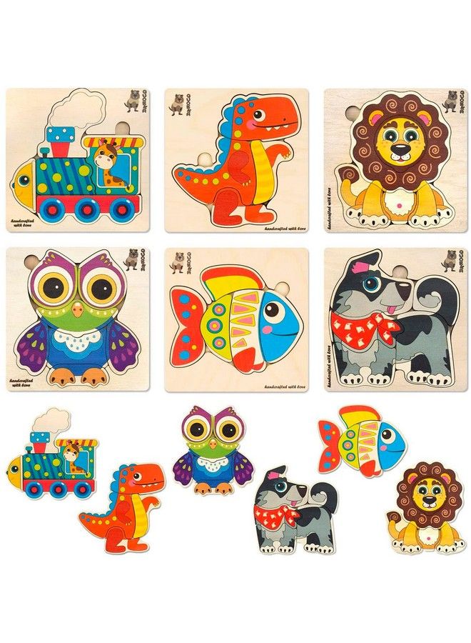 Wooden Toddler Puzzles Ages 24 6 Pack Puzzles For Kids Ages 35 By Quokka Wood Learning Montessori Toys 13 Year Old Preschool Animal Travel Game For Children Boys & Girls