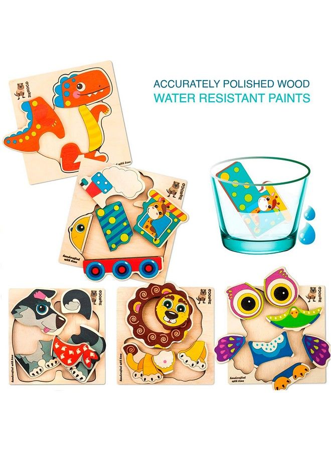 Wooden Toddler Puzzles Ages 24 6 Pack Puzzles For Kids Ages 35 By Quokka Wood Learning Montessori Toys 13 Year Old Preschool Animal Travel Game For Children Boys & Girls