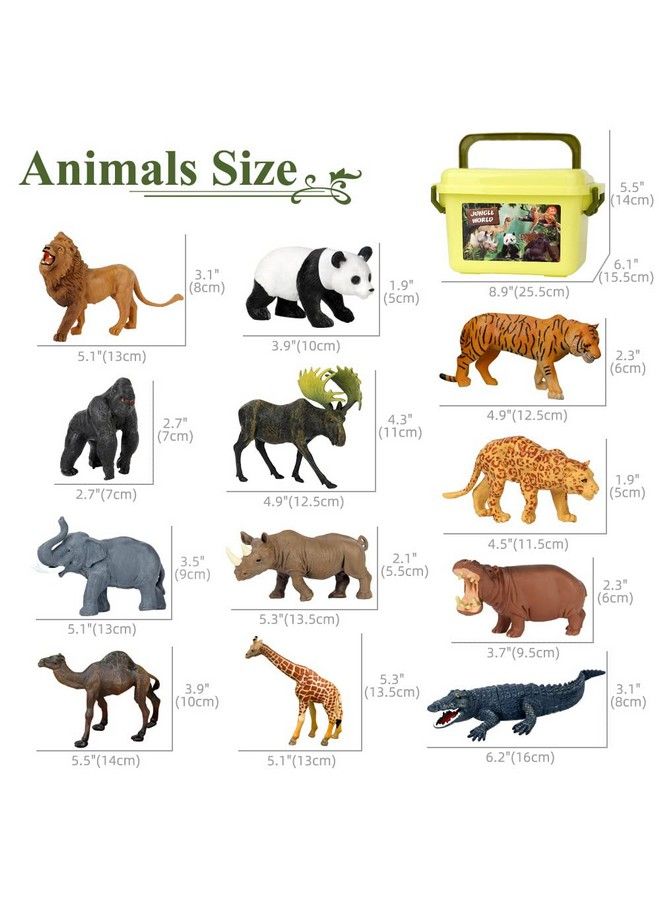 Safari Animal Toys Figures 12 Pcs Realistic Jumbo Wild Jungle Animals Figurines Large African Zoo Animal Playset With Lionelephantgiraffe Plastic Animal Learning Toys For Kids Toddlers Boys