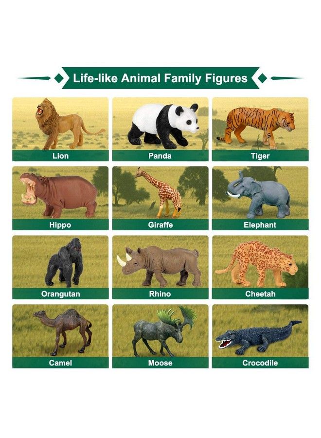 Safari Animal Toys Figures 12 Pcs Realistic Jumbo Wild Jungle Animals Figurines Large African Zoo Animal Playset With Lionelephantgiraffe Plastic Animal Learning Toys For Kids Toddlers Boys