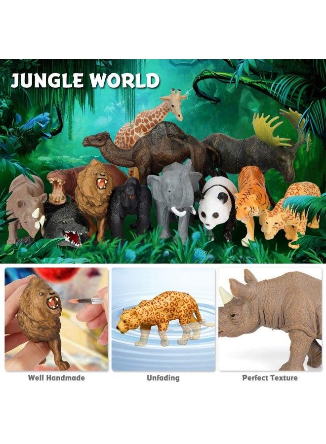 Safari Animal Toys Figures 12 Pcs Realistic Jumbo Wild Jungle Animals Figurines Large African Zoo Animal Playset With Lionelephantgiraffe Plastic Animal Learning Toys For Kids Toddlers Boys