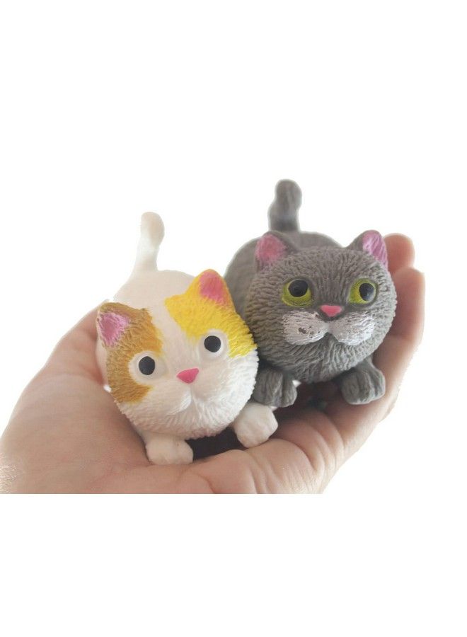 2 Stretchy Cat Crushed Bead Sand Filled Kitty Lover Sensory Fidget Toy Weighted (Random Colors)