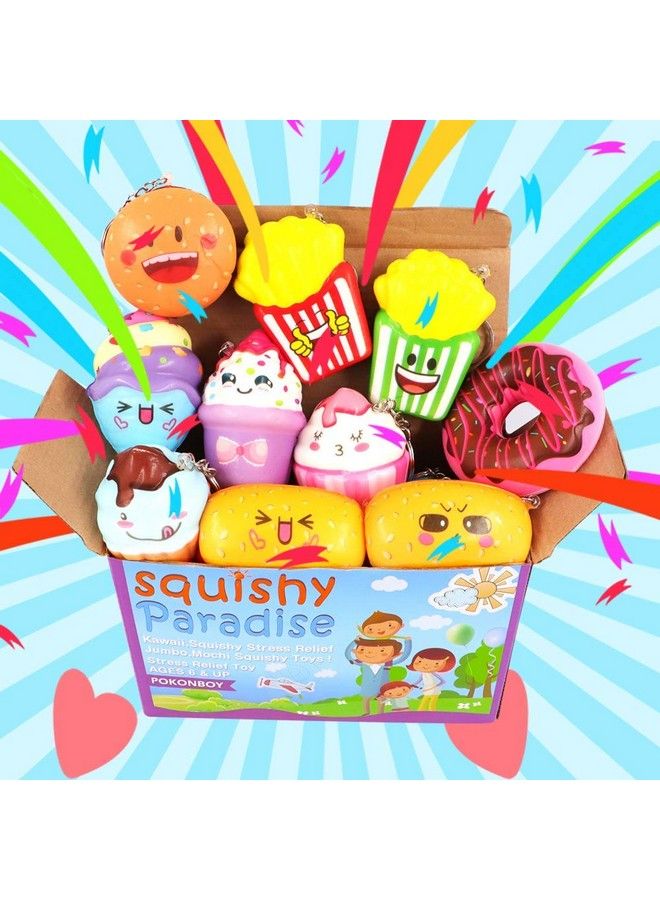 Squishies Donut Squishy Toys 14 Pack Food Squishies Kawaii Cute Donuts & Ice Cream & Pizza Slow Rising Creamy Scent Stress Relif Squishies Pack Party Favors Decorative With Key Chain