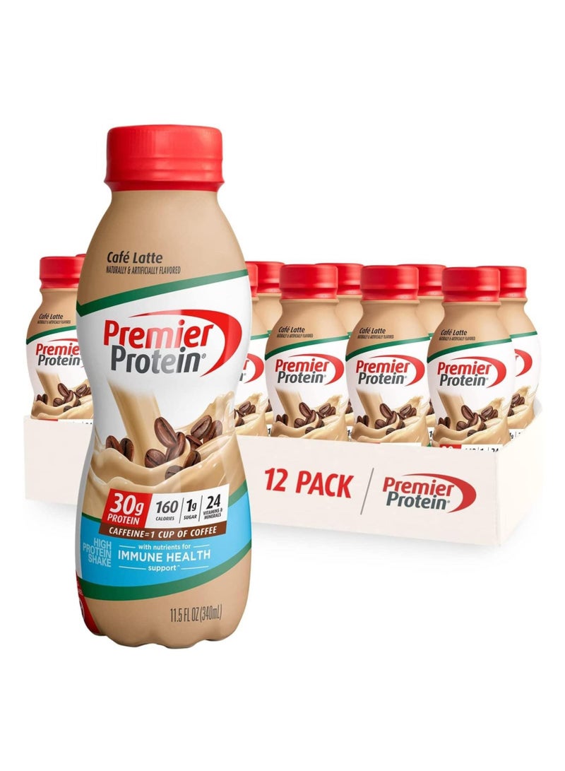 Protein Shake Café Latte 30g Protein 1g Sugar 24 Vitamins & Minerals 11.5 Fl Oz (Pack of 12)