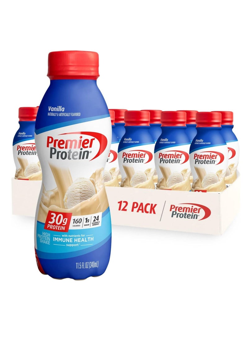 Protein Shake Vanilla 30g Protein 1g Sugar 24 Vitamins & Minerals 11.5 Fl Oz (Pack of 12)