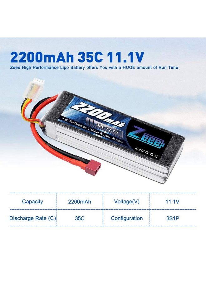 3S Lipo Battery 2200Mah 11.1V 35C Soft Case Battery With Deans T Connector For Dji Airplane Rc Quadcopter Helicopter Drone Fpv (2 Pack)