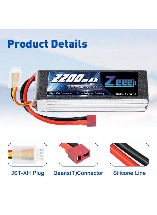 3S Lipo Battery 2200Mah 11.1V 35C Soft Case Battery With Deans T Connector For Dji Airplane Rc Quadcopter Helicopter Drone Fpv (2 Pack)