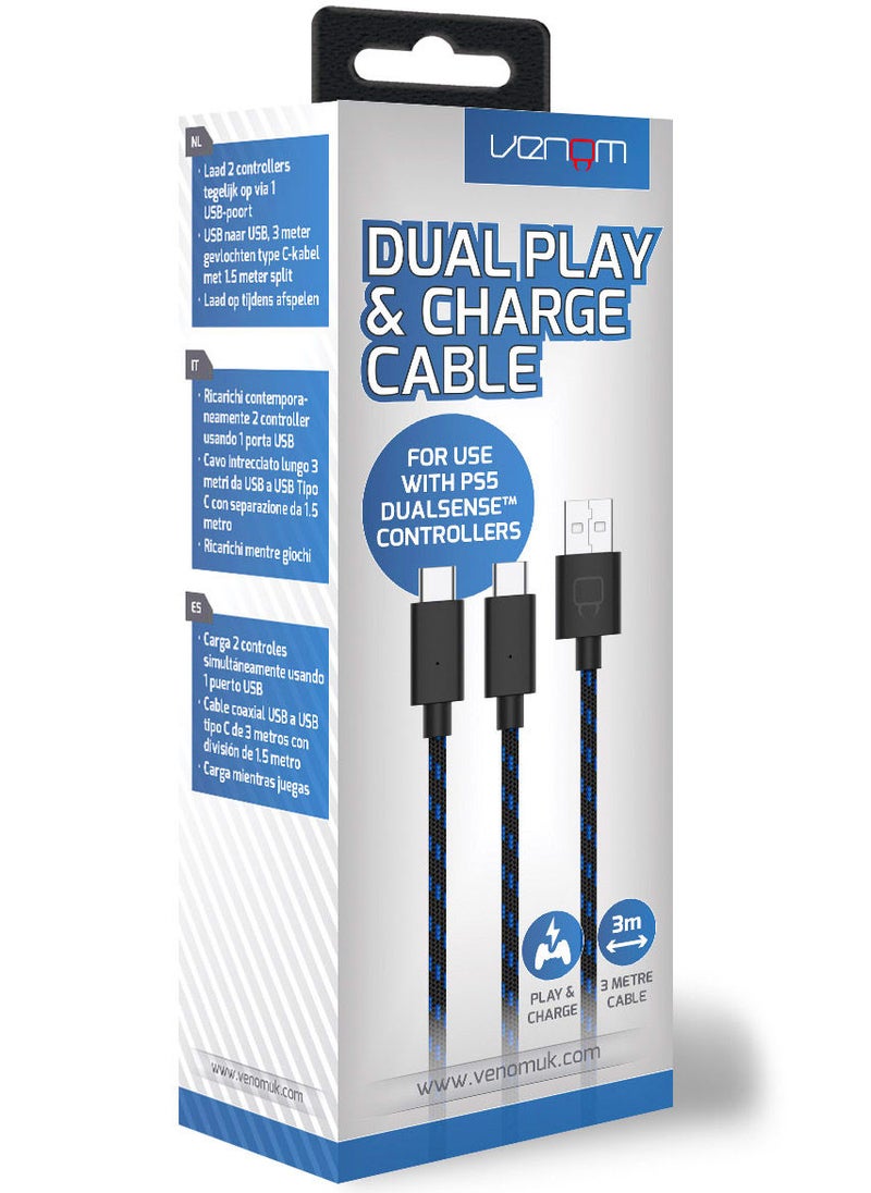 Dual Play and Charge Cable for Playstation 5 Dual Sense PS5 Controllers