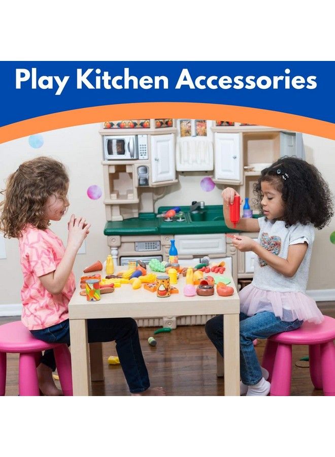 120 Pcs Pretend Play Food Toys For Kids Play Kitchen Bpafree Mini Kitchen Accessories And Plastic Fake Food Imaginative Play Set For Toddlers