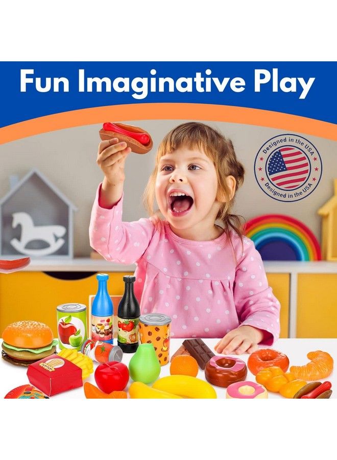 120 Pcs Pretend Play Food Toys For Kids Play Kitchen Bpafree Mini Kitchen Accessories And Plastic Fake Food Imaginative Play Set For Toddlers