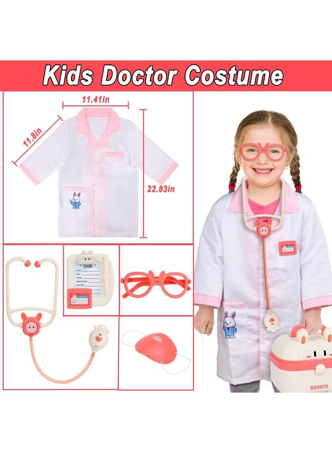 Doctor Kit For Toddlers 35Gifts2U 39Pcs Kids Doctor Playset With Electronic Stethoscope & Dress Up Costumedentist Kit For Kids With Bunny Carrying Box Medical Pretend Role Play Gifts For Girls Boys