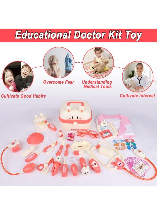 Doctor Kit For Toddlers 35Gifts2U 39Pcs Kids Doctor Playset With Electronic Stethoscope & Dress Up Costumedentist Kit For Kids With Bunny Carrying Box Medical Pretend Role Play Gifts For Girls Boys