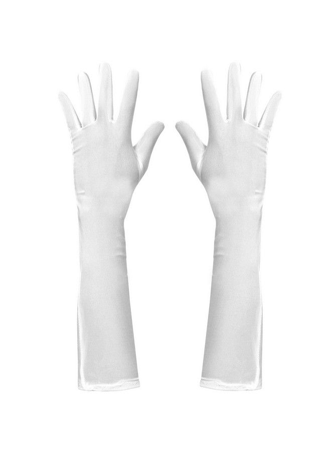 White Satin Opera Gloves Roaring 20 Fancy Flapper Elbow Gloves 1 Pair