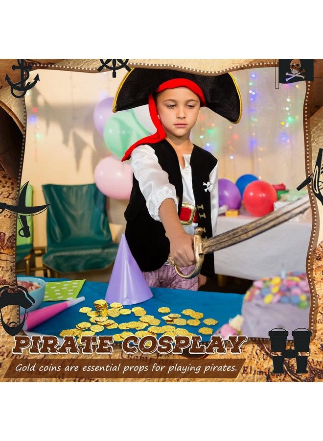 100 Pcs Pirate Coins Plastic Gold Coins Kids Fake Play Coins Replica Spanish Doubloons St. Patrick Coin For Pirate Party Treasure Chest Board Games Tokens Toys Cosplay Gold