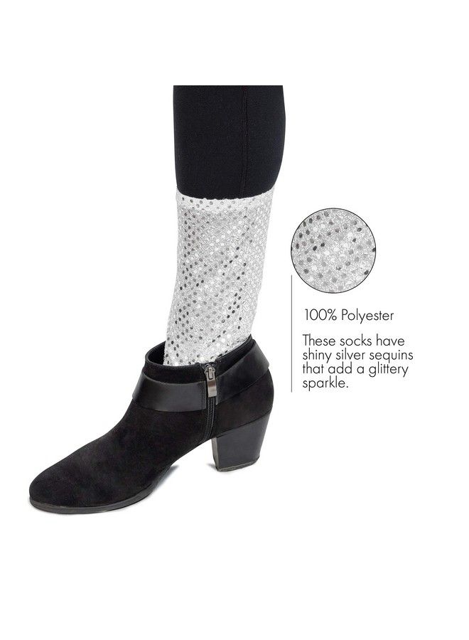 Silver Sequin Costume Socks Sparkle Dance Party Silver Sequined Shiny Sock Cover Cuffs Costumes Accessories