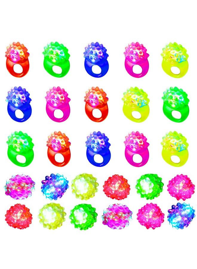 28Pcs Light Up Rings Flashing Colorful Led Rubber Bumpy Jelly Rings Glow In Dark Finger Toys For Party Supplies Kids Prizes Novelty Gifts Party Bag Filler
