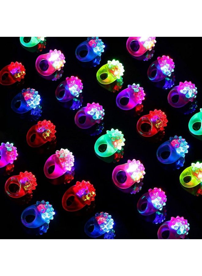 28Pcs Light Up Rings Flashing Colorful Led Rubber Bumpy Jelly Rings Glow In Dark Finger Toys For Party Supplies Kids Prizes Novelty Gifts Party Bag Filler