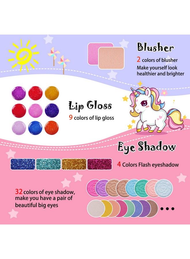 Kids Makeup Kit For Girls Princess Real Washable Cosmetic 3+ Year Old Girl Birthday Gifts Pretend Play Toys For Girls 810 With Mirror Non Toxic