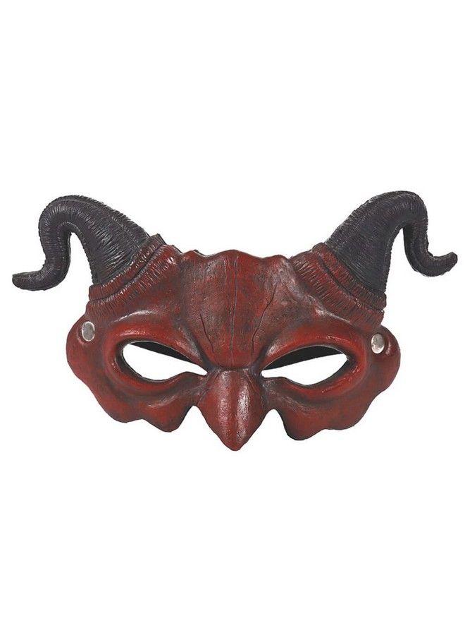 Halloween Devil Mask Horror Half Face Mask Scary Horn Ghost Mask Monster Cosplay Mask For Halloween Cosplay Costume Brown