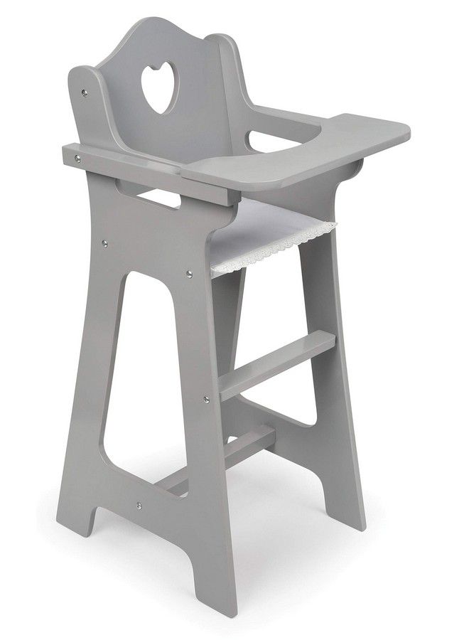 Toy Doll High Chair Pretend Feeding Seat For 18 Inch Dolls Gray