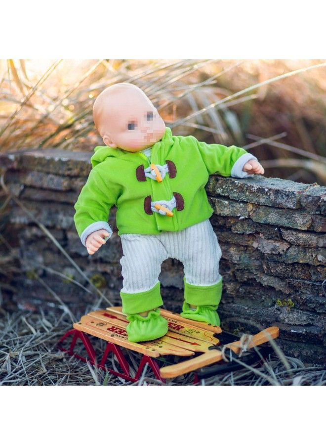 15 Inch Doll Clothes Designed For Use With Bitty Baby Dolls Green & Cream Overalls Shirt Jacket & Shoes Compatible With American Girl Bitty Baby Twins