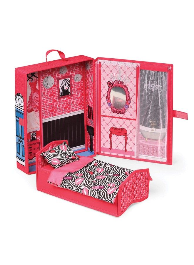 Home & Go Dollhouse Playset Travel & Storage Case With Popup Bed For 12 Inch Fashion Dolls
