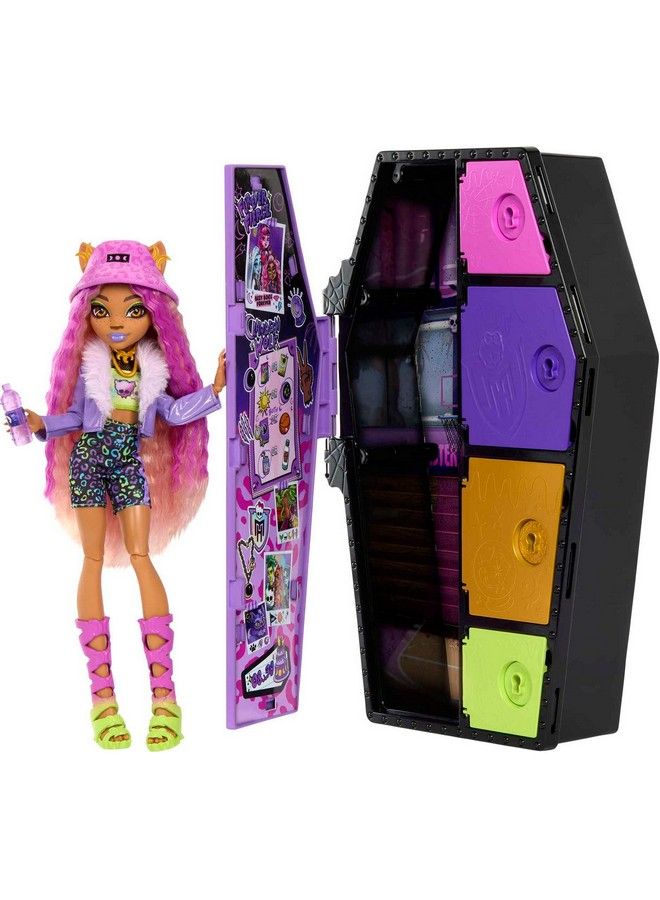 Doll And Fashion Set Clawdeen Wolf With Dressup Locker And 19+ Surprises Skulltimate Secrets