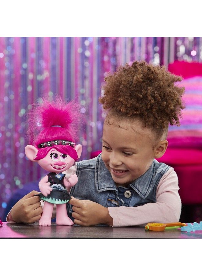 Dreamworks Trolls World Tour Poptorock Poppy Singing Doll With 2 Different Looks And Sounds Toy Sings Trolls Just Want To Have Fun (English)
