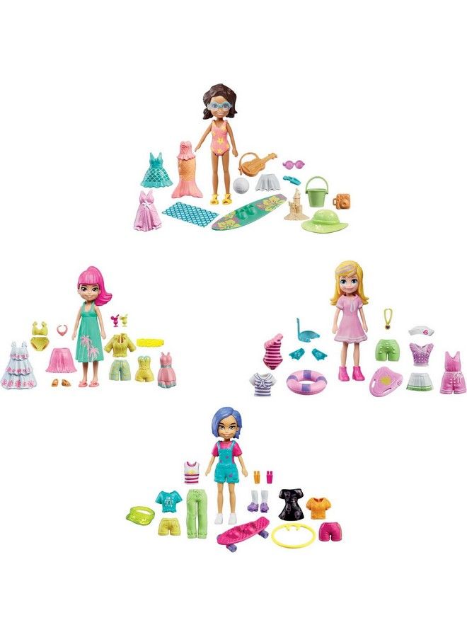 Travel Toy Playset With Four (3Inch) Dolls And 50+ Fashion Accessories Splashinstyle Fashion Pack