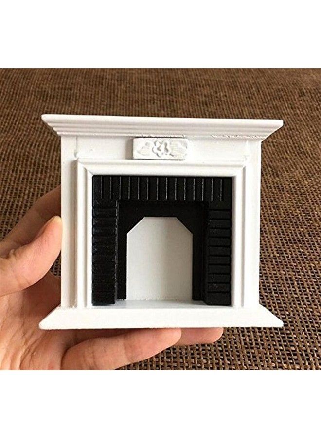 1:12 Mini House Miniature Fireplace Furniture Room Wooden Vintage Black White Fireplace 1/12 Fairy Landscape Handmade Craft Gift Vivid Design Home Decoration Mini Wood Fireplace