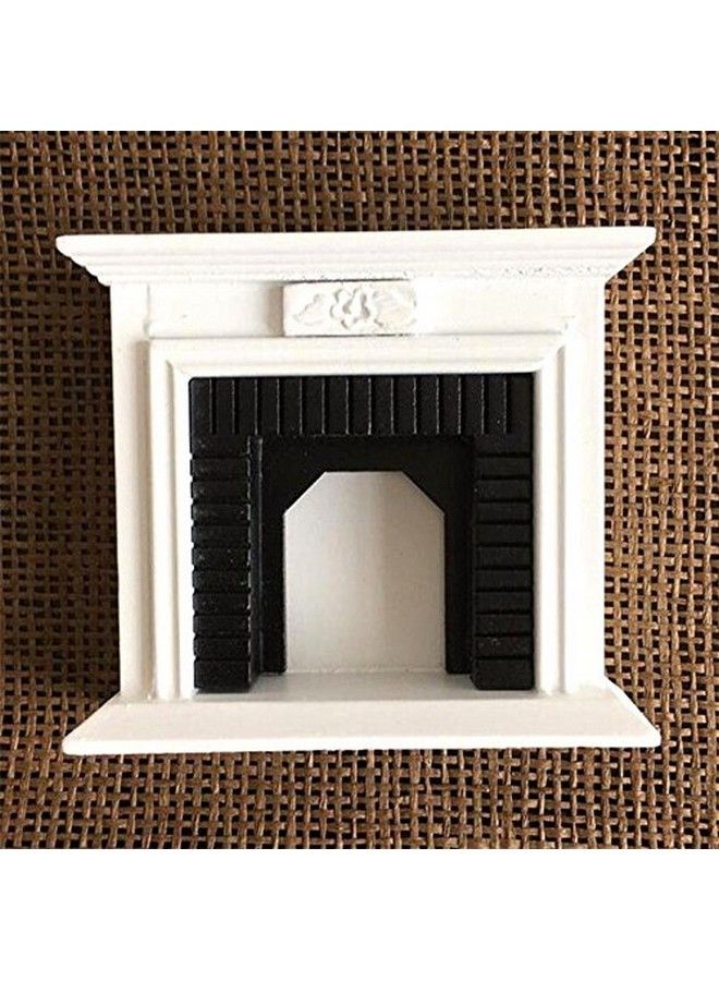 1:12 Mini House Miniature Fireplace Furniture Room Wooden Vintage Black White Fireplace 1/12 Fairy Landscape Handmade Craft Gift Vivid Design Home Decoration Mini Wood Fireplace