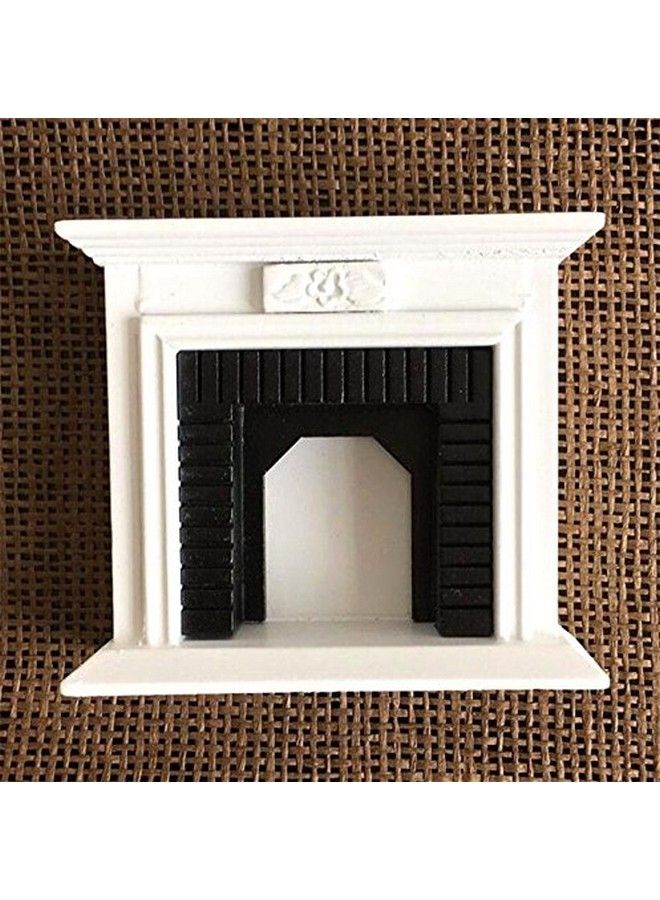 1:12 Mini House Miniature Fireplace Furniture Room Wooden Vintage Black White Fireplace 1/12 Fairy Landscape Handmade Craft Gift Vivid Design Home Decoration Mini Wood Fireplace