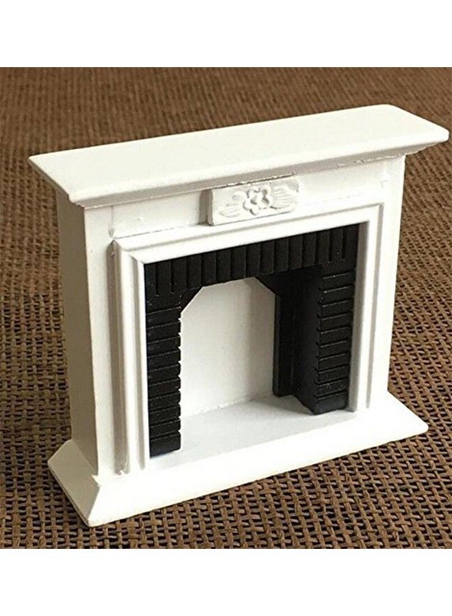 1:12 Mini House Miniature Fireplace Furniture Room Wooden Vintage Black White Fireplace 1/12 Fairy Landscape Handmade Craft Gift Vivid Design Home Decoration Mini Wood Fireplace