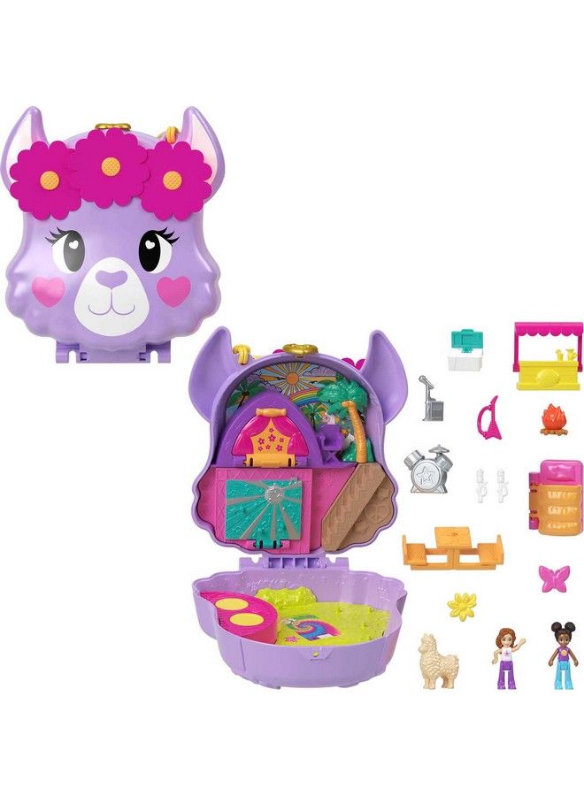 Compact Playset Llama Camp Adventure With 2 Micro Dolls & 13 Accessories Travel Toy With Surprise Reveals