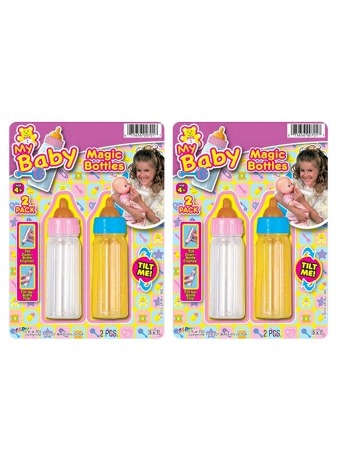 Magic Baby Doll Bottles (2 Packs Of 2 Bottles) Milk Bottle And Juice Bottle Great Baby Doll Accessories. Set With 2 Bottles. 7012
