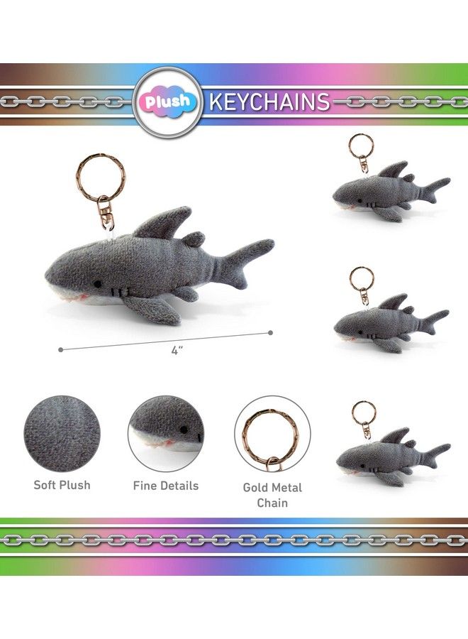 Shark Plush Keychain Stuffed Animal Toy Soft Fur Ocean Life Animal Grey Shark Charm Keyring Cute Decorative Plush Toy Accessory Fun Buddy For Kids Bag Purse Backpack Handbag 4 Inches