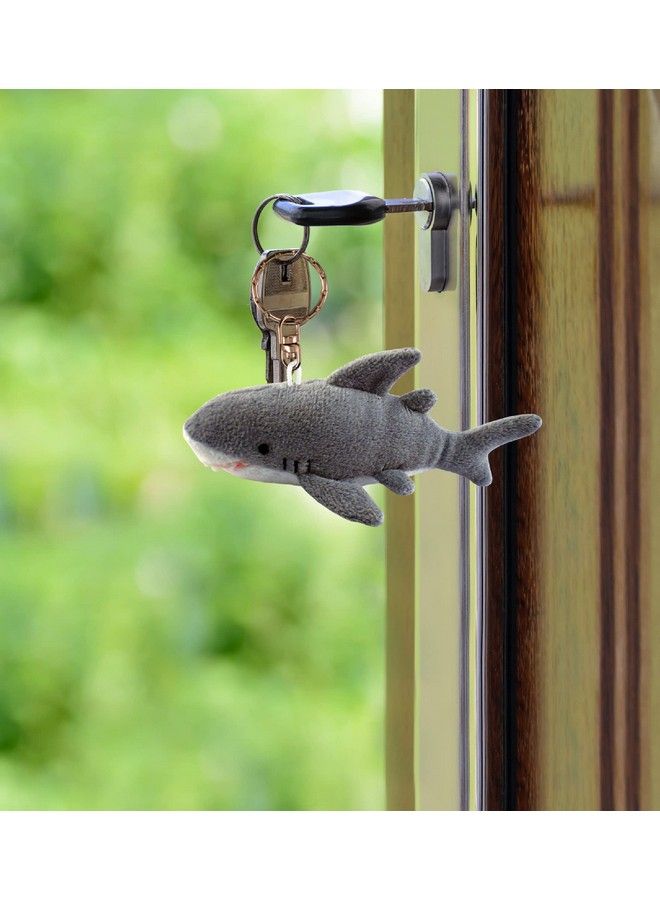 Shark Plush Keychain Stuffed Animal Toy Soft Fur Ocean Life Animal Grey Shark Charm Keyring Cute Decorative Plush Toy Accessory Fun Buddy For Kids Bag Purse Backpack Handbag 4 Inches