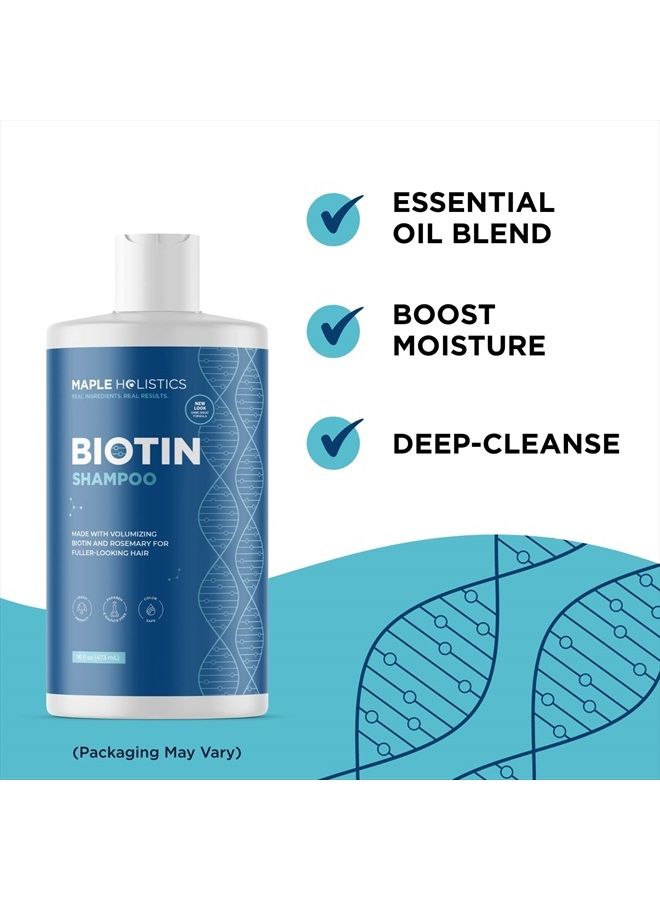 Volumizing Biotin Shampoo for Thinning Hair - Thin Hair Shampoo with Rosemary Keratin and Essential Oils for Hair Care - Vegan Sulfate Free Shampoo for Damaged Dry Hair Paraben and Cruelty Free